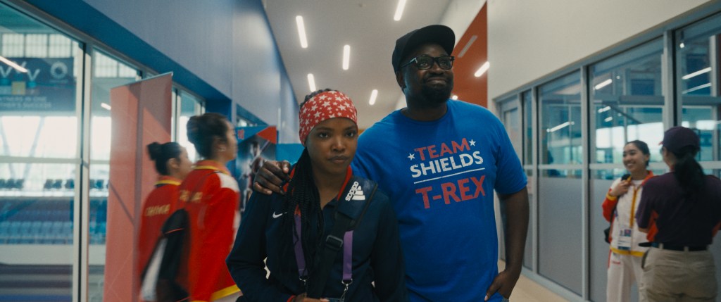 (L to R) Ryan Destiny as Claressa Shields and Brian Tyree Henry as Jason Crutchfield in director Rachel Morrison's THE FIRE INSIDE. 